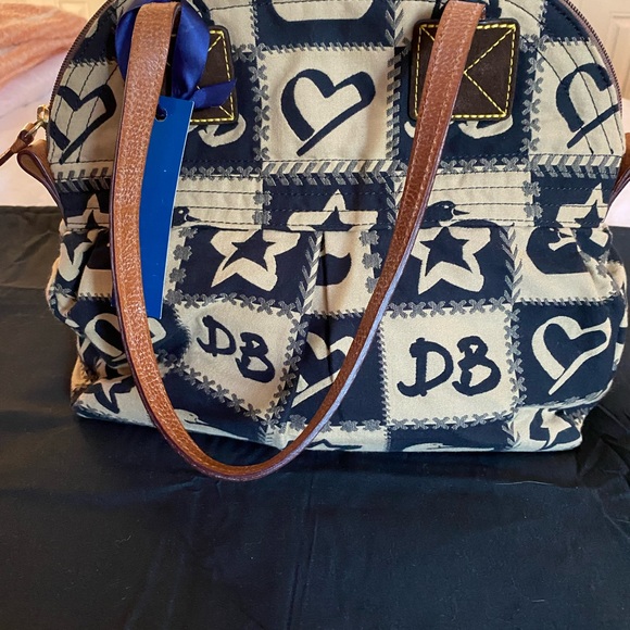 Dooney & Bourke Handbags - Dooney & Bourke Black and Tan Pattern Shoulder Bag